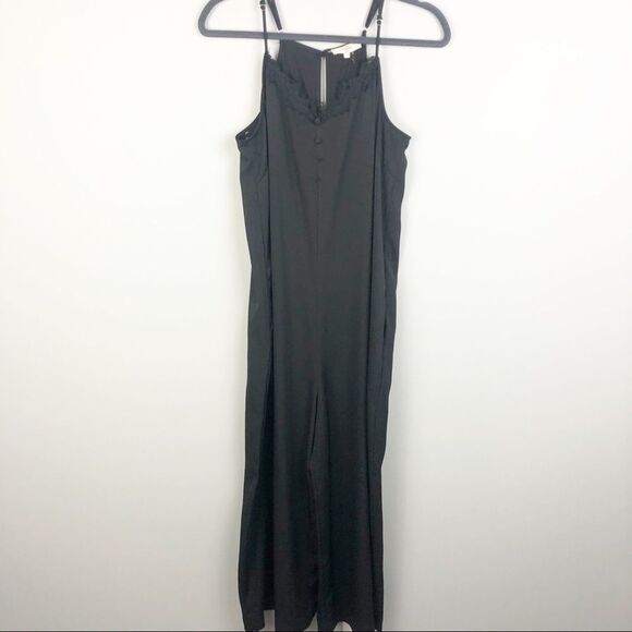 ENTRO | Gaucho Jumpsuit Lace Buttons Black Large - Picture 1 of 12